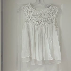 ZARA Trafaluc white cropped lace tank